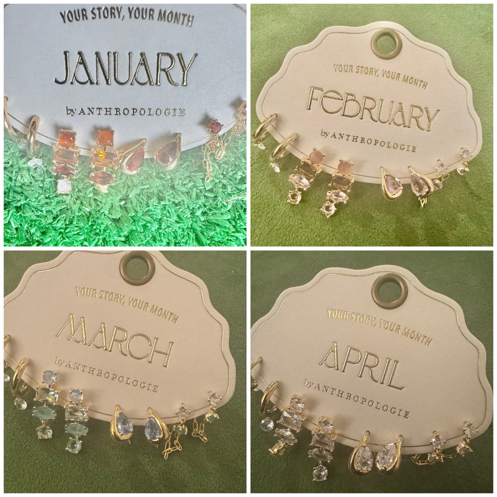 NWT Set of 4 Birthstone huggie earrings - Picture 5 of 9